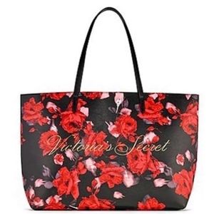 Victoria's Secret Limited Edition  2019 Large Red Floral Rose Tote Bag